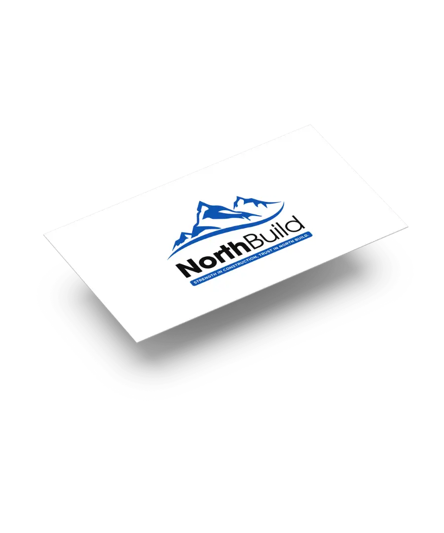 Logo business card mockup that says North Build.